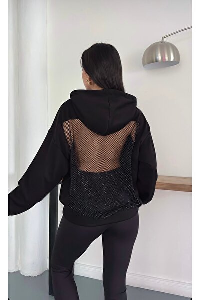 Kedi Fashion Sırt taş detaylı sweat