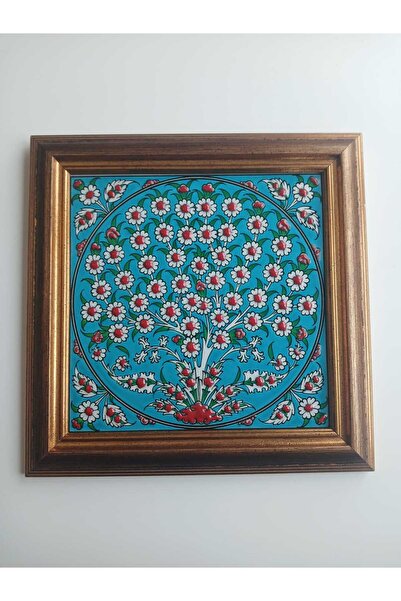 TH Trabzon Hatırası Turkuaz Zemin Hayat Ağacı Çini Karo