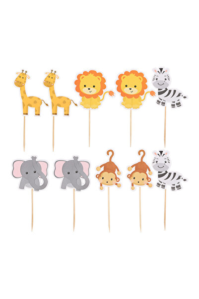 Choice1 B03-10 قطع زينة كعكة حيوانات السفاري، رسومات كرتونية: زرافة، أسد، حما...