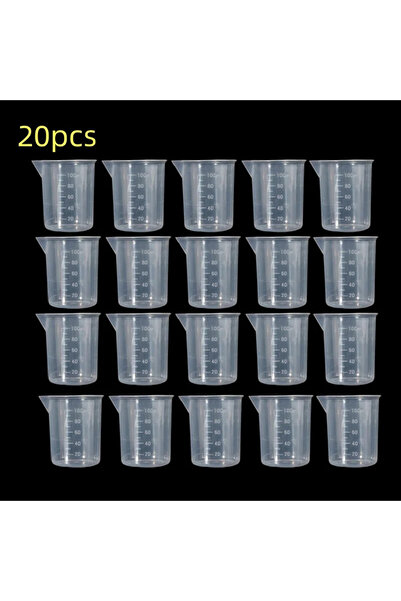 Choice6 100ml-20pcs 100ml Measuring Cup Transparent Plastic Scale Beaker Cups...