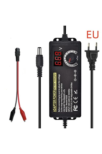 Choice3 DC 3A AC 100-240V EU Alligator Clip AC to DC Power Supply Adjustable ...