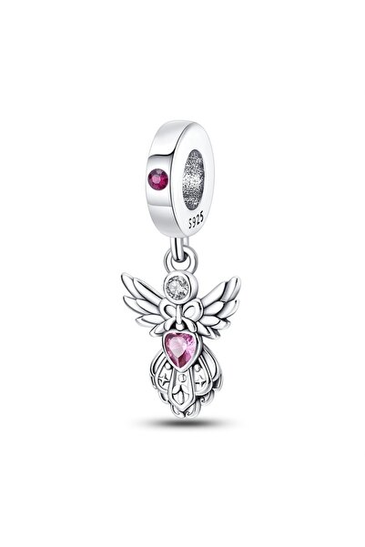Choice12 PAC776 Classic Silver Plated Lotus Guardian Angel Heart-Shaped Zirco...