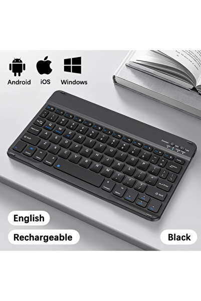 Choice4 لوحة مفاتيح لاسلكية سوداء متوافقة مع تقنية بلوتوث لأجهزة أندرويد وiOS...