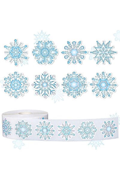 Choice1 أزرق - 500 قطعة، 500 قطعة/لفة، ملصق ندفة الثلج الأزرق، عيد ميلاد سعيد...