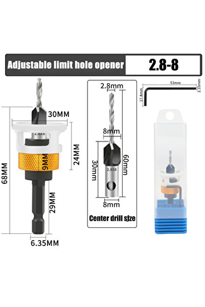 Choice6 Hexagonal 2.8-8 Woodworking four blade countersunk alloy head cone ho...