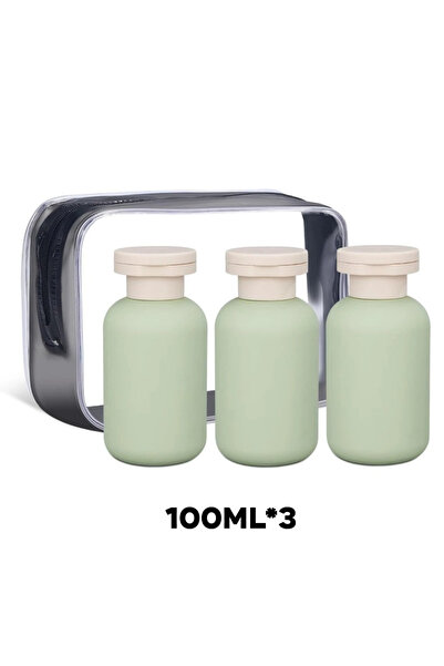 Choice1 مجموعة زجاجات سفر خضراء ناعمة مانعة للتسرب، 3 قطع، سعة 100 مل (3.4 أو...