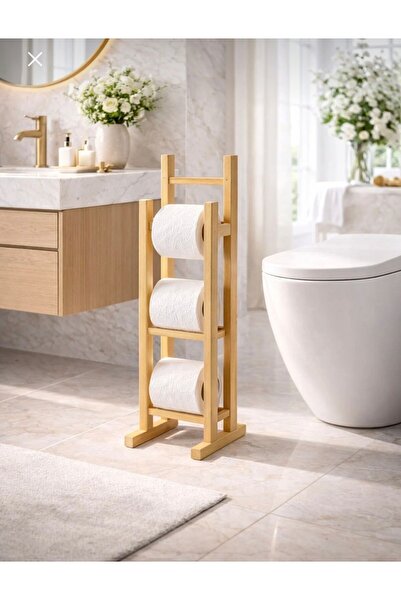 MİMOZA PARK 3-степенна стойка за тоалетна хартия от бамбук – модерна стойка з...