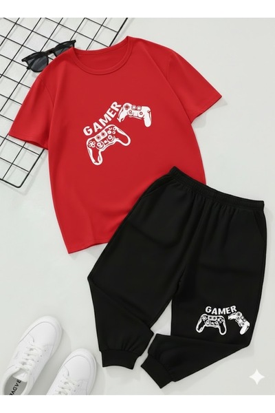 PENTHİLUS Men's Gamer Top - Bottom Set - Gamer Printed Two-Piece Set - Relaxe...