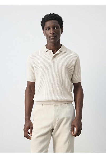 MANGO Man Dokulu pamuklu polo gömlek