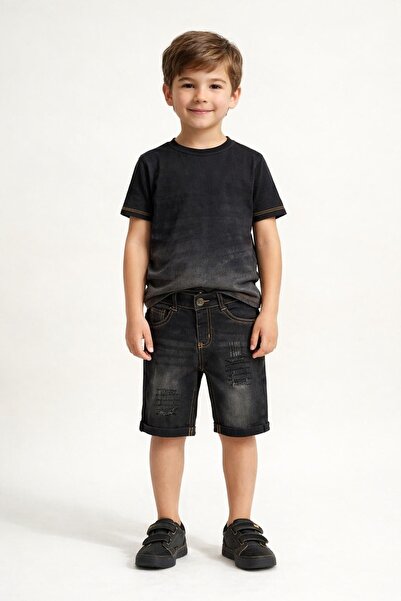 STITCH by MH Kid Boy's Distressed Denim Shorts with Classic Pocket Stitching ...