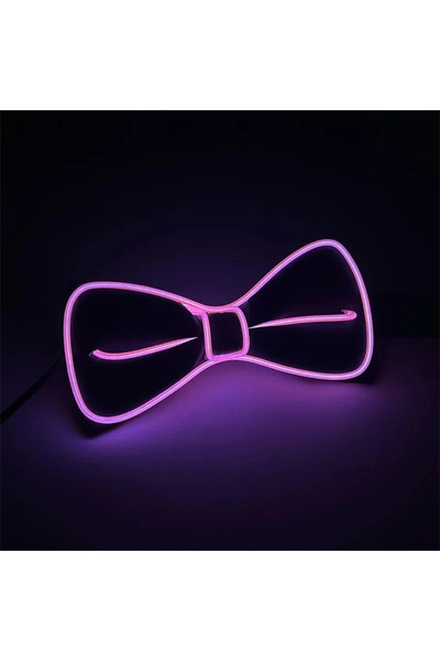 Choice5 purple Men Glowing Bow Tie LED Luminous EL Wire Neon Party Halloween ...
