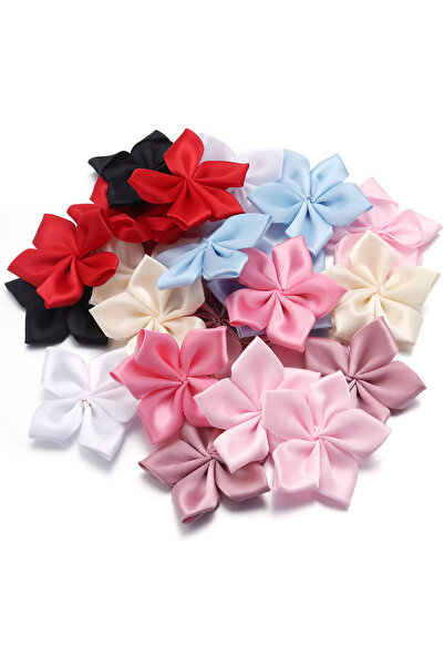 Choice3 Mix Color 20pcs 6mm Satin Ribbon Flower Colorful Handmade Five-petal ...
