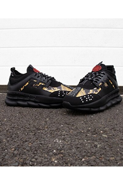 EXCLUSIVE STYLE Sneakers made of eco- Leather and Velvet - CHAIN ​​ROYAL GOLD