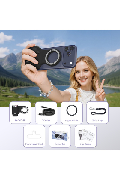 Choice MOCA Black COMITOK Magnetic Phone Grip with Remote Control Portable Sh...