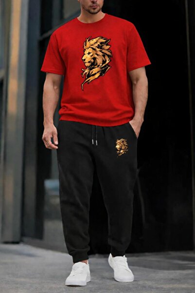 zeag Lion Printed Tracksuit T-Shirt Set