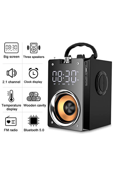 Choice black Wooden Super Bass Wireless Bluetooth Speakers Portable High Powe...