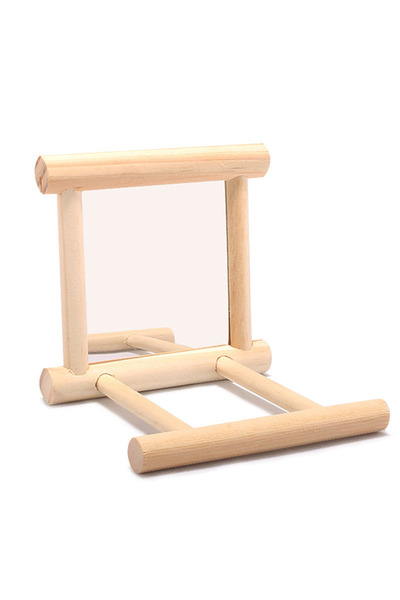 Choice 1pc Bird Mirror Wooden Interactive Play Toy With Perch For Small Parro...