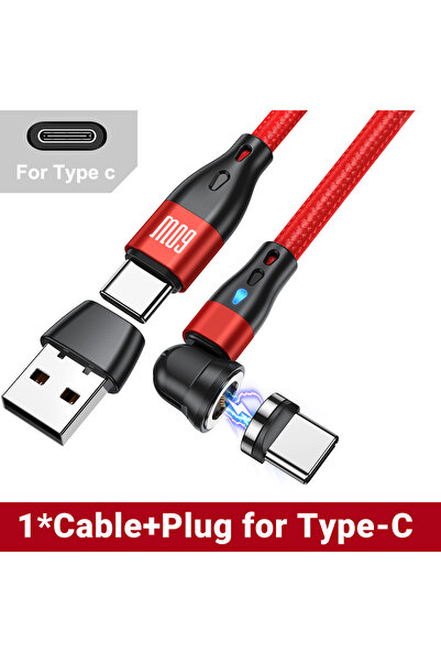 Choice7 كابل AUFU 540 أحمر بطول متر واحد، مزود بمغناطيس دوار، يدعم الشحن السر...