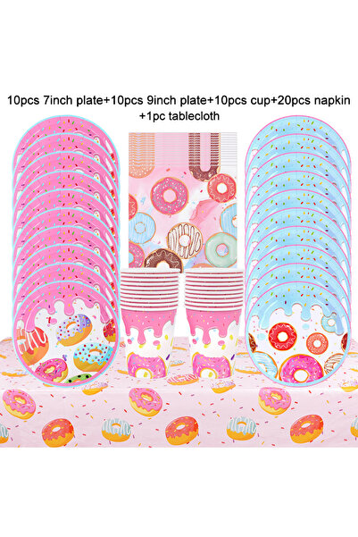 Choice3 51pcs set 1Set Donut Party Decoration Disposable Tableware Plate Cup ...