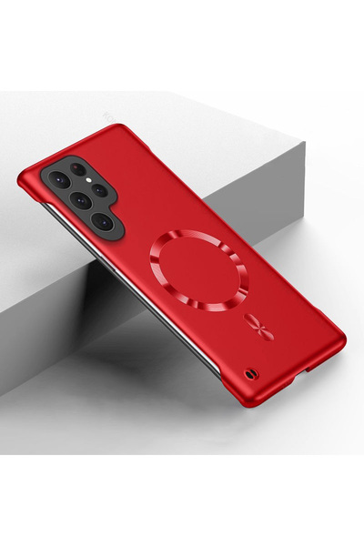 Choice جراب معدني أحمر بدون إطار لهاتف Galaxy S25 Ultra، متوافق مع هواتف A55،...