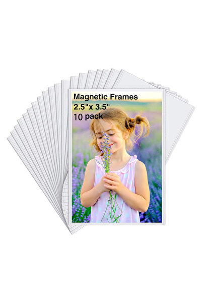 Choice 10 Pack White 10 Pack Magnetic ture Frames Hold 2.5×3.5 inch Photo Reu...