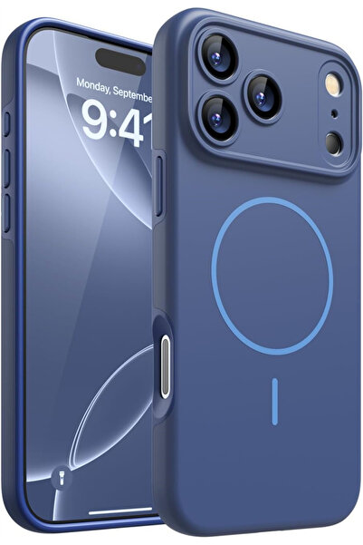 Choice57 iPhone17 Pro Max Dark Blue Magnetic Silicone Soft Case for Magsafe I...