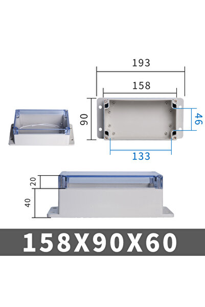Choice5 with ears FTE158-90-60 IP67 Plastic Transparent Waterproof Enclosure ...