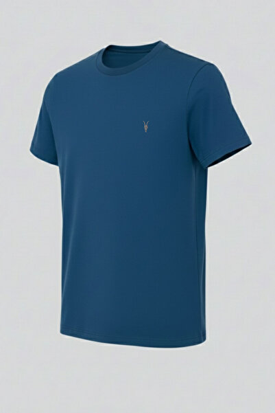 COMBİNE MİCHAİL Erkek Bisiklet Yaka Salaş Basic Mavi Tişört