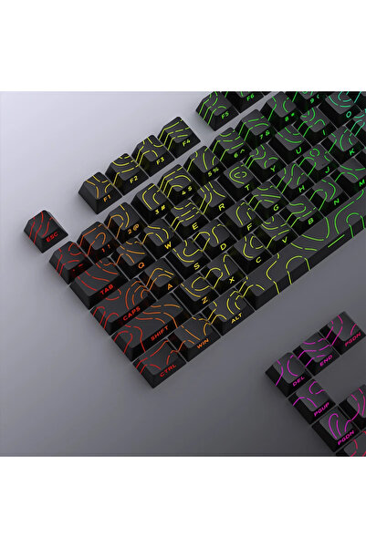 Choice خطوط محيطية سوداء، 97 مفتاحًا، خطوط محيطية بيضاء، أغطية مفاتيح PBT مزد...