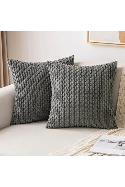 choice2 غطاء وسادة زينة أنيق بلون رمادي داكن، مقاس 45×45 سم، قطعة واحدة، ناعم...