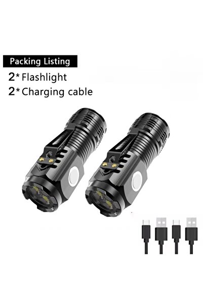 Choice 2pcs Rechargeable LED Strong Light Flashlight, Multi Functional for Lo...