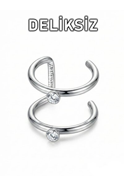 MORNEVA Deliksiz Çelik Taşlı Sıkıştırmalı Fake Kulak, Burun, Dudak, Kıkırdak ...