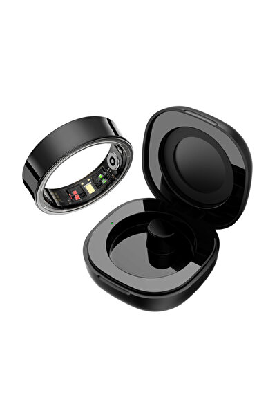 Choice15 خاتم ذكي أسود R09 للرجال والنساء مع علبة شحن، يقيس معدل ضربات القلب ...