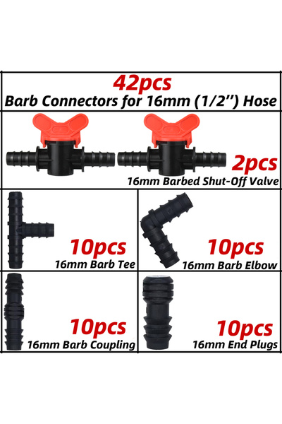 Choice8 1/2'' I-KIT-42pcs KESLA 1/2" Drip Irrigation Connectors Kit Coupling ...