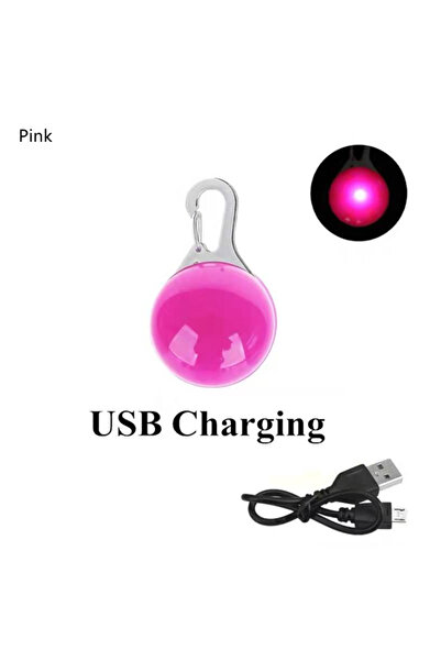 Choice4 Pink Led Dogs Collars Pendant Rechargeable Pet Usb Luminous Collar Pe...
