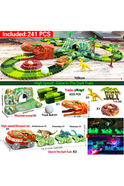 Choice3 مجموعة ألعاب قطار الديناصورات 241 مسارًا، اصنع عالمًا من الديناصورات،...