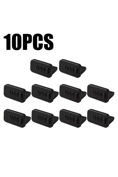 Choice4 ١٠ قطع من سدادات منفذ شحن USB سوداء اللون، أغطية واقية من الغبار لمنف...