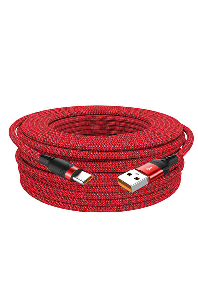 choice2 كابل شحن فائق السرعة USB-C إلى USB-A بطول 2 متر، أحمر اللون، يدعم 6 أ...