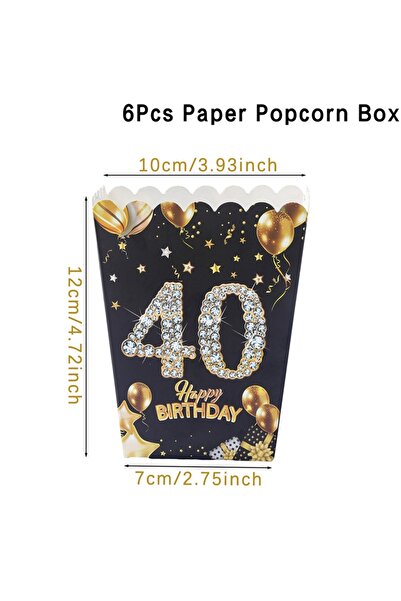 Choice1 4 6pcs Black Gold Popcorn Box Cup 18 21 30 40 50 60 Birthday Party De...
