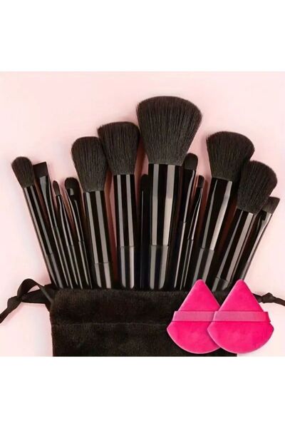 Choice24 مجموعة فرش مكياج من 13 قطعة، مصنوعة من البولي بروبيلين الأسود الناعم...