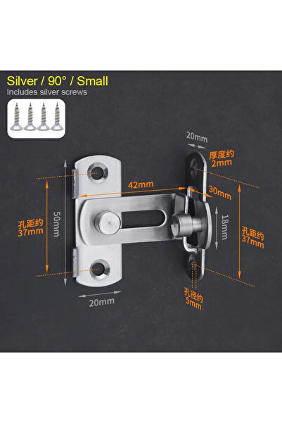 Choice7 مزلاج قفل زاوية صغير فضي اللون، قفل باب من الفولاذ المقاوم للصدأ بزاو...