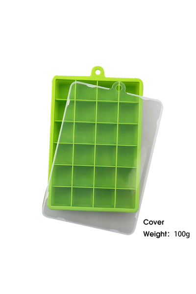 choice2 علبة سيليكون مربعة الشكل بغطاء أخضر مع غطاء / بدون غطاء، تحتوي على 24...