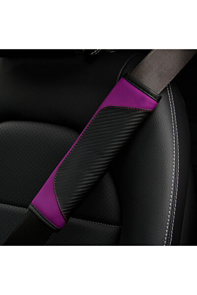 Choice7 PURPLE 1 set of PU carbon fiber leather car shoulder guard belt decor...