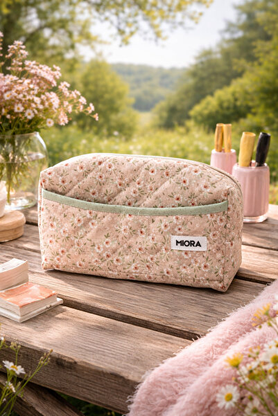 MIORA BAG Pembe Cep Detaylı Makyaj ve Seyahat Çantası&Organizer-Düzenleyici