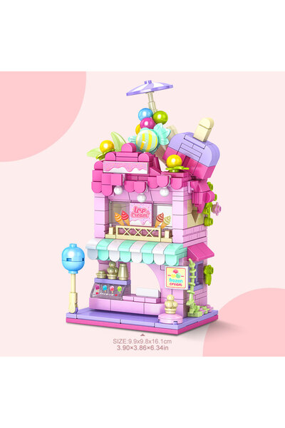 Choice4 مجموعة بناء مبنى منظر شارع المدينة (6 قطع) - لعبة بناء نموذج محل آيس ...