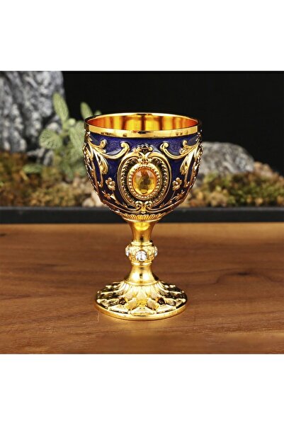 Choice4 Blue Delicate Drink Cup Retro Metal Diamond-encrusted Wine Glass Euro...
