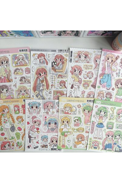 Choice8 8PCS 1/8PCS Korean Cute Cartoon Girl Character Stickers Hand Account ...