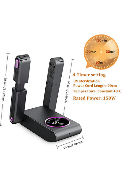 Choice1 مجفف أحذية قابل للطي، حصري للاتحاد الأوروبي، ذكي، يزيل الروائح، كهربا...