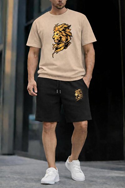 zeag Men's Lion Printed Shorts T-Shirt Set