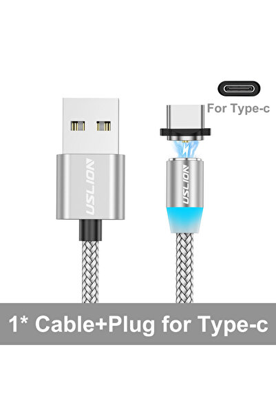 Choice6 1m Silver For Type C USLION LED Magnetic USB Cable Fast Charging USB ...